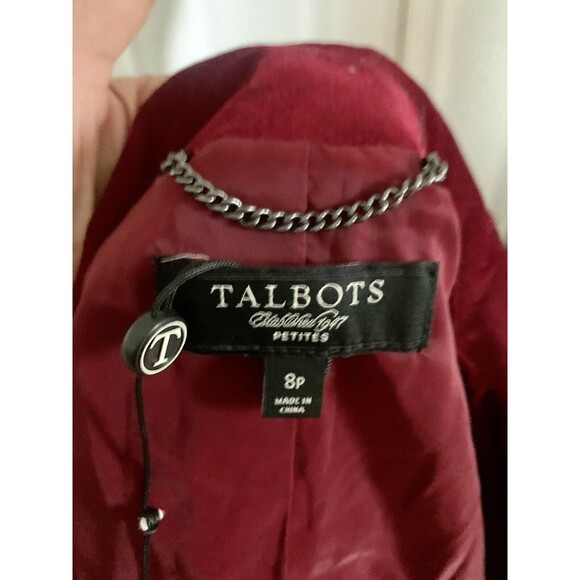 Talbots Blazer Jacket Womens Size 8P Petite Red Velvet Double Breasted - Picture 9 of 9